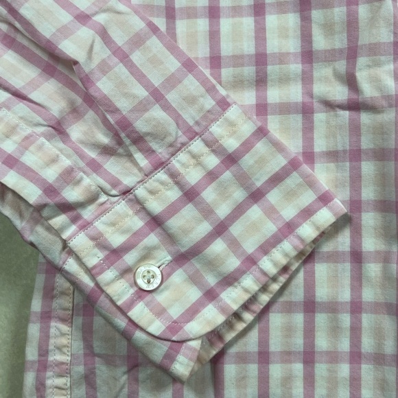 Men’s J. Crew Medium Slim Fit Classic Pink Plaid Windowpane Casual Shirt EUC - Picture 7 of 12